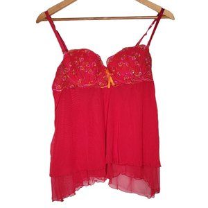 Victoria's Secret 34C Sexy Little Thing Red Lace Babydoll Lingerie‎ Top